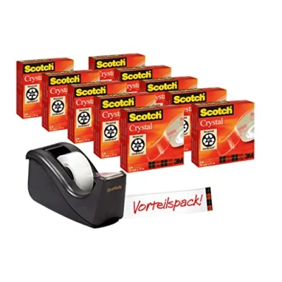 Afbeelding van Plakband Scotch Crystal 600 19mmx33m transparant + gratis C60 houder