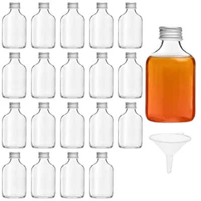Afbeelding van Belle Vous Mini 50 ml Glazen Likeurflessen met Zilveren Doppen &amp; Trechter (20 Pak) Lege Schroefdop Miniatuur Geschenkflesjes voor Huwelijk Feestjes Alcohol, Schnaps, Whisky, Shots en Drank