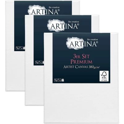 Afbeelding van Artina Set van 3 Schildersdoeken 30x40 cm FSC® Schildersdoek Stuks Premium Canvas Dubbel Geprimed Spieraam Wit
