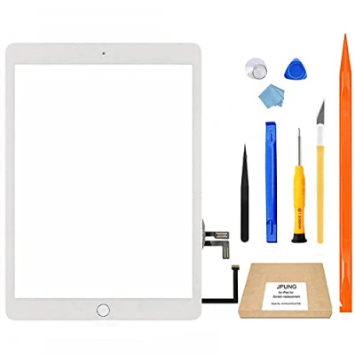 Afbeelding van JPUNG Vervangend touchscreen voor iPad 5 5e generatie 2017 9,7 inch, alleen A1822 A1823, met home knop, complete reparatieset, apparaathouder