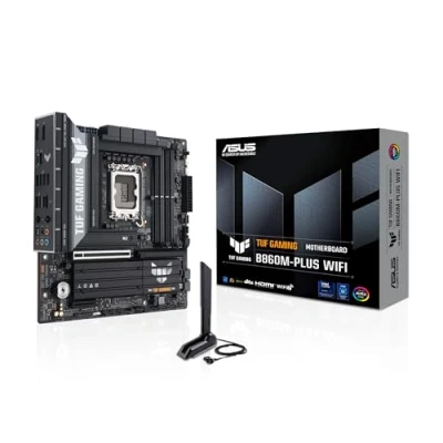 Image de ASUS TUF GAMING B860M PLUS WIFI carte mère micro ATX Socket LGA1851 B860 Chipset USB C 3.2 Gen 2x2, 2, 1, Gen2 2.5 Gigabit LAN, Bluetooth, Wi Fi 7 graphique embarquée (unité centrale requise) audi