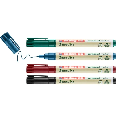 Afbeelding van Edding 25 EcoLine 4 Permanent marker Zwart, Rood, Blauw, Groen Watervast: Ja
