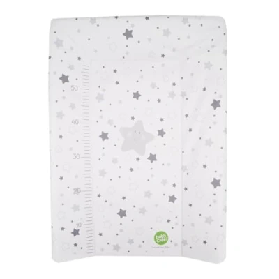 Afbeelding van BabyCalin aankleedkussen luxe ster grijs 50 x 70 cm met bedrukte meetlat