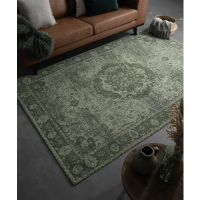 Afbeelding van Vintage Tapijt/Vloerkleed Traditions Groen 160x240 Cm