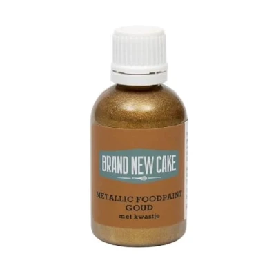 Afbeelding van BrandNewCake Metallic Food Paint Goud met Kwastje 60g