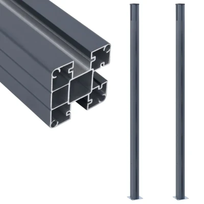 Afbeelding van Schuttingpalen 2 st 185 cm aluminium donkergrijs