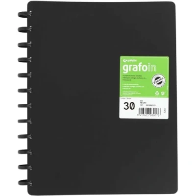 Afbeelding van Grafoplás 39393010 Ordner met uitneembare vakken, grafiek, 30 A4, zwart, schijfmechanisme