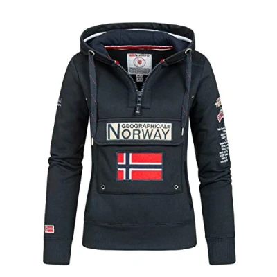 Afbeelding van Geographical Norway Gymclass Lady Damessweatshirt met ritssluiting en zakken Sweatshirt lange mouwen warme hoodie Damestrui Seizoen Lente Zomer Herfst Winter, Marinier