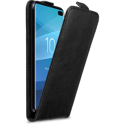 Afbeelding van Cadorabo Hoesje geschikt voor Samsung Galaxy S10 PLUS in ZWARTE NACHT Beschermhoes flip design Case Cover met magnetische sluiting