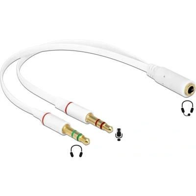 Afbeelding van 2x 3,5mm &gt; 4 polig headset adapter (CTIA/AHJ) / verguld wit 0,20 meter