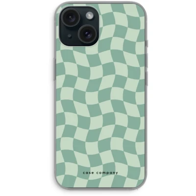 Afbeelding van Case Company® hoesje geschikt voor iPhone 15 Grid Groen Soft Cover Telefoonhoesje Bescherming aan alle Kanten en Schermrand