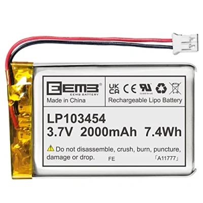 Afbeelding van lithium ion polymeer batterij EEMB 3,7 V 2000 mAh 103454 Lipo oplaadbare met JST connector