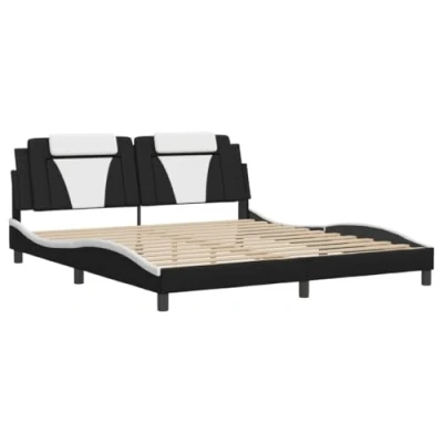 Image de vidaXL Cadre de lit avec LED sans matelas noir et blanc 180x200 cm