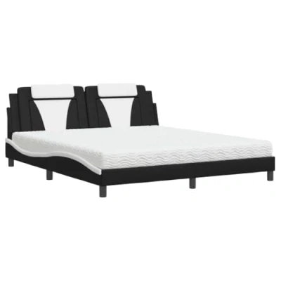 Afbeelding van vidaXL Bed met matras kunstleer zwart en wit 180x200 cm