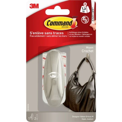 Afbeelding van 3M Command medium designhaak in metalen (l x b h) 79 29 mm Metaal Inhoud: 1 stuk(s)