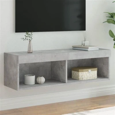 Afbeelding van vidaXL Tv meubel met LED verlichting 100x30x30 cm betongrijs