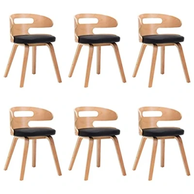Image de vidaXL Chaises à manger lot de 6 noir bois courbé et similicuir278855