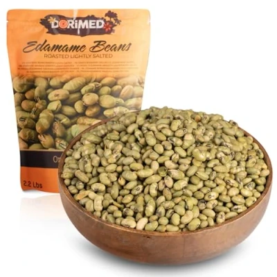 Afbeelding van edamame bonen, licht gezouten en geroosterd, glutenvrij, 1 kg Lekkere natuurlijke gedroogde rijk aan proteïne, geschikt voor tussendoortjes dieetmaaltijden, GMO vrij, merk: Dorimed