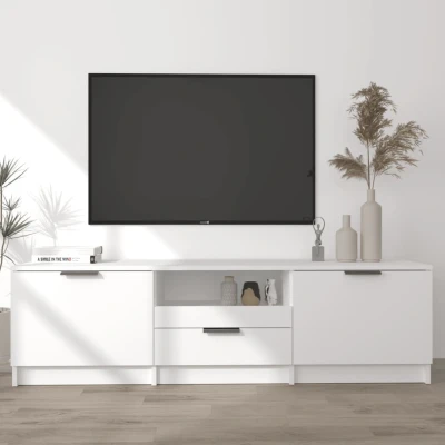 Afbeelding van Tv meubel 140x35x40 cm bewerkt hout wit
