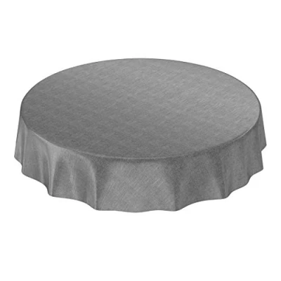 Afbeelding van ANRO Tafelkleed Tafelzeil rond Linnenlook antraciet 140cm