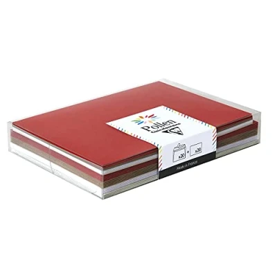 Afbeelding van Clairefontaine 20900C set met 20 enveloppen, zelfklevend, formaat C6 (11,4 x 16,2 cm) + eenvoudige kaarten, 11 15,5 cm geschikt voor pollen, Scandinavisch kerstmotief 4 verschillende kleuren