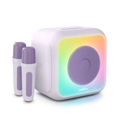 Afbeelding van Heldere karaoke luidspreker BIGBEN Lavendel Bluetooth, 30 W, 2 draadloze USB C microfoons, equalizer, Li on batterij