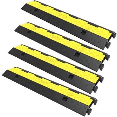 Afbeelding van VEVOR 4 Stuks Elektrische Draadafdekking Kabelbeschermer Met 2 Kanalen Rubberen Beschermende Draad Koord Oprit 101 x 24,5 5 cm voor Netsnoeren Netwerkkabels te Beschermen in Openbare Plaatsen