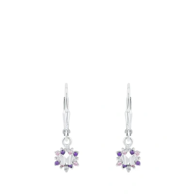 Afbeelding van Princess Lillifee Oorbellen Oorsieraden, met Zirconia synth., 2,4 cm, Paars, Vlinder, Geleverd in een juwelen geschenkverpakking, 9245703