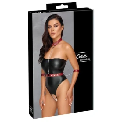 Afbeelding van Cottelli Bondage Stringbody met Details Zwart/Rood