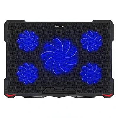 Afbeelding van TELLUR Laptopkoelbasis, houder voor laptop 11 inch 17,3 inch, MacBook, 5 stille ventilatoren van 1500 rpm, USB, pc ventilator