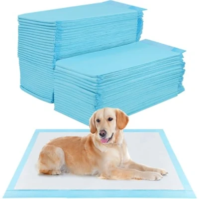 Afbeelding van YSWOVUO 50 stuks hygiënische hondenmatten, 60 x 90 cm, 5 laags, absorberende hondenmat, sneldrogend oppervlak, verdikken