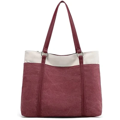 Afbeelding van JANSBEN Schoudertassen voor dames, grote strandtas, handtassen, canvas, shopper, Roze, casual, uniek
