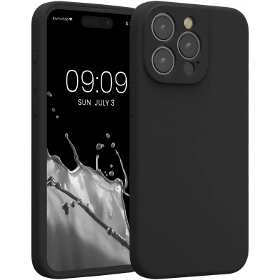 Afbeelding van kwmobile telefoonhoesje geschikt voor Apple iPhone 15 Pro Max TPU backcover met siliconen coating Smartphone case in zwart