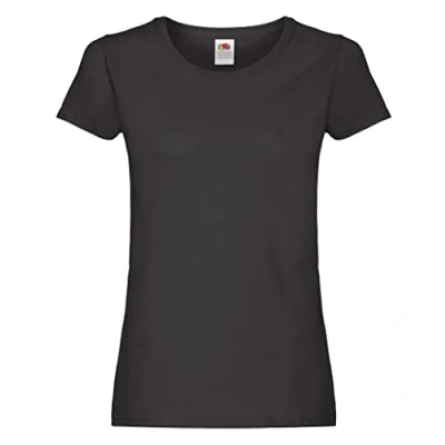 Afbeelding van Fruit of the Loom Origineel T shirt voor dames, zwart.