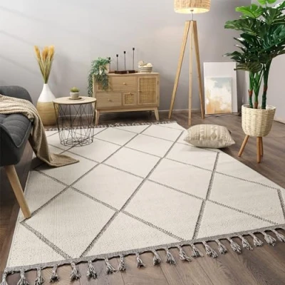 Afbeelding van Paco Home Vloerkleed Woonkamer Laagpolig Boho Patroon Scandinavisch Franjes 240x340 cm