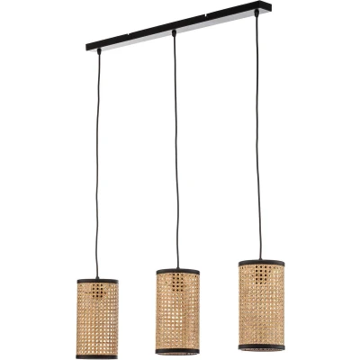 Afbeelding van Lindby hanglamp 3lichts Rotan E27 hel hout