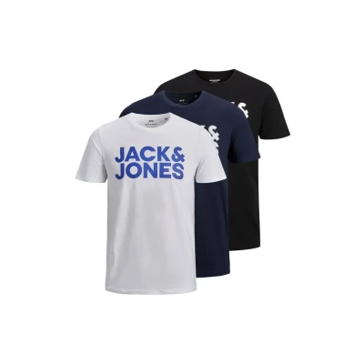 Afbeelding van Jack &amp; Jones Tshirt print, Heren, Maat: XS, Schwarz marineblau weiß
