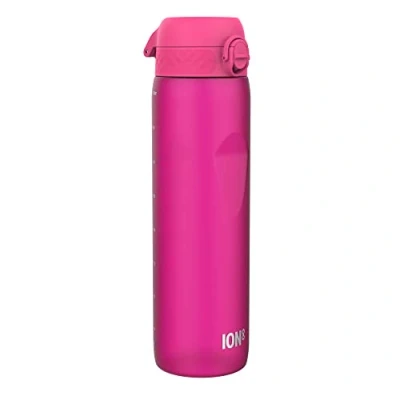 Afbeelding van Ion8 Drinkfles, 1 l, 1000 ml, lekvrij, gemakkelijk te openen, veilige vergrendeling, draaggreep, vaatwasmachinebestendig, BPA vrij, ideaal voor sport en sportschool, roze