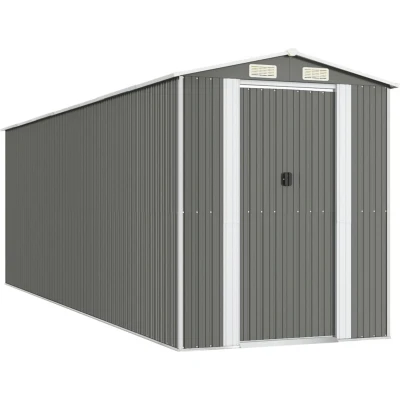 Afbeelding van VidaXL Tuinschuur 192x606x223 cm gegalvaniseerd staal lichtgrijs