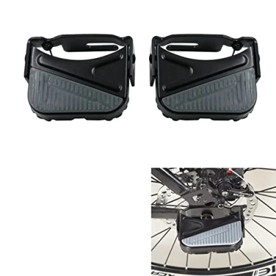 Afbeelding van Fiets achterpedalen klappedaal voetsteun mountainbike trekking fietsen fietsaccessoires pedalen kunsthars universele pegs voetrooster asverlenging voetpedaal achter zwart 1 paar 9,1 x 9,4 cm