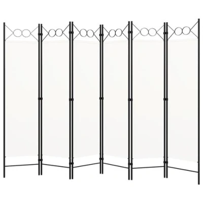 Afbeelding van Kamerscherm met 6 panelen 240x180 cm crmewit