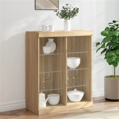 Afbeelding van Dressoir met LED verlichting 81x37x100 cm sonoma eikenkleurig