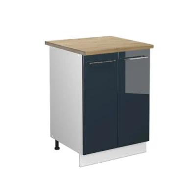 Afbeelding van Vicco Keukenonderkast Fame Line, Donkerblauw hoogglans/Wit, 60 cm , WB Eik