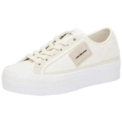 Afbeelding van Calvin Klein Jeans LOW Sneakers laag, Dames, Maat: 38, Beige Leer en textiel
