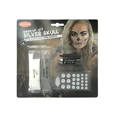 Afbeelding van GOODMARK Volwassen sexy zilveren skelet make up kit