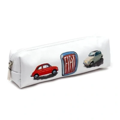 Afbeelding van Etui/Pennenzak Fiat 500 Retro Rood/Wit/Groen Canvas 5.5x20x6cm