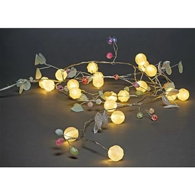 Afbeelding van LED decoratieve lichtketting met groene bladeren en Bessen 3213 503
