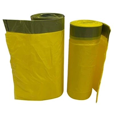 Afbeelding van 5 rollen gele vuilniszakken met trekkoord 70 liter
