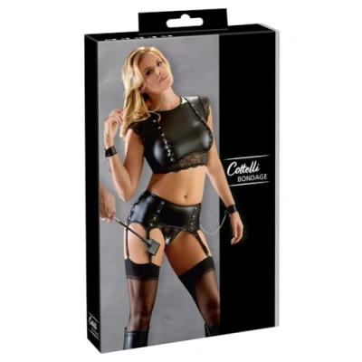 Afbeelding van Bondage Set met Top en Jarretel Slip