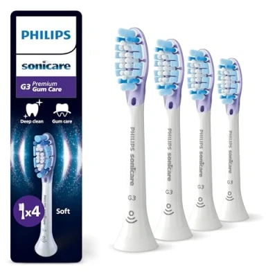 Afbeelding van Philips Sonicare Premium GumCare G3 Opzetborstels voor Elektrische Tandenborstel Wit Verpakking van 4 Gevoelig tandvlees HX9054/87